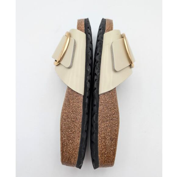 Birkenstock Madrid Big Buckle Natural Leather Patent High Shine Sandals USW8/M6 - Picture 6 of 13